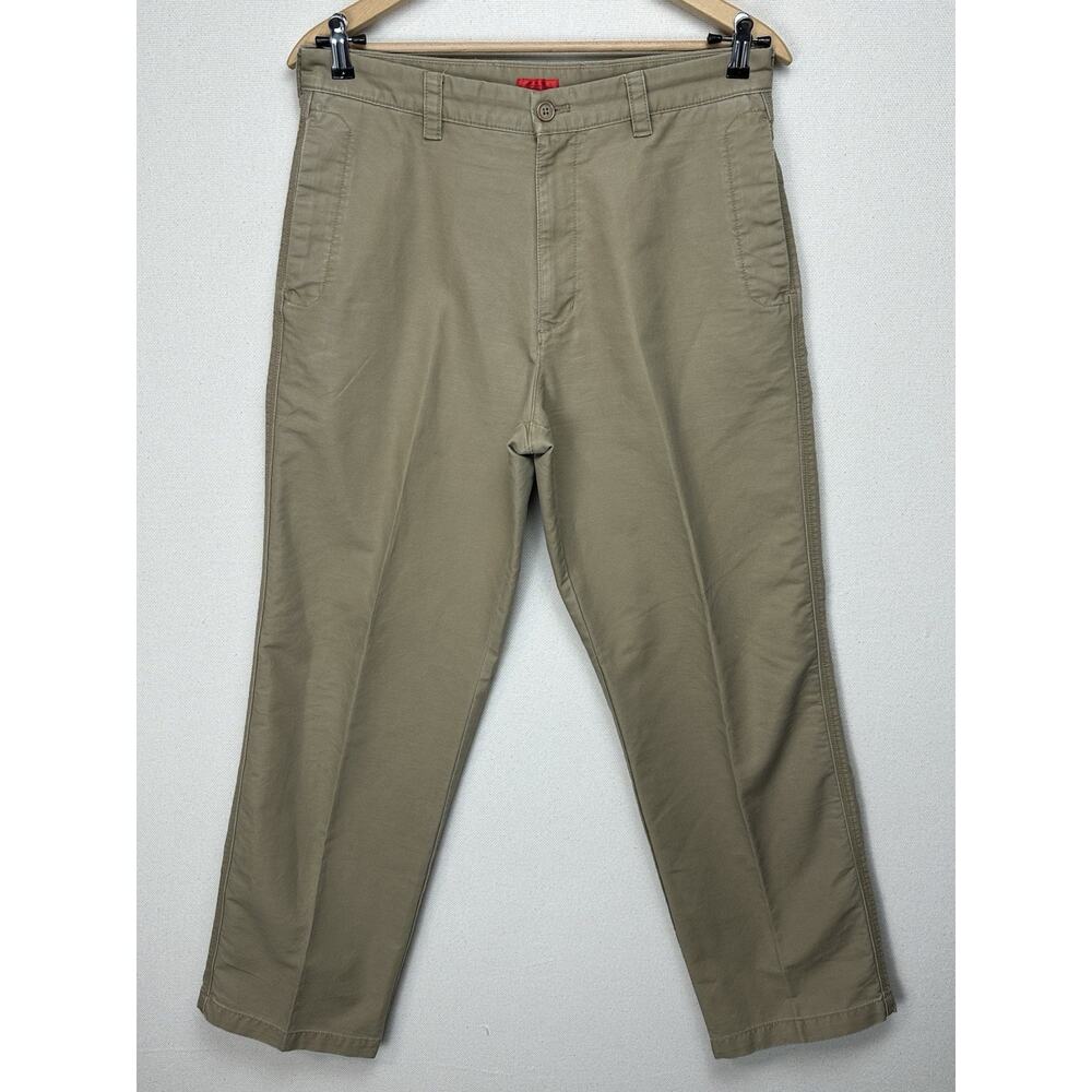 Izod Men's Classic Fit Pants Khaki Beige Chino Flat Front Pockets Sz 34x32 (31)